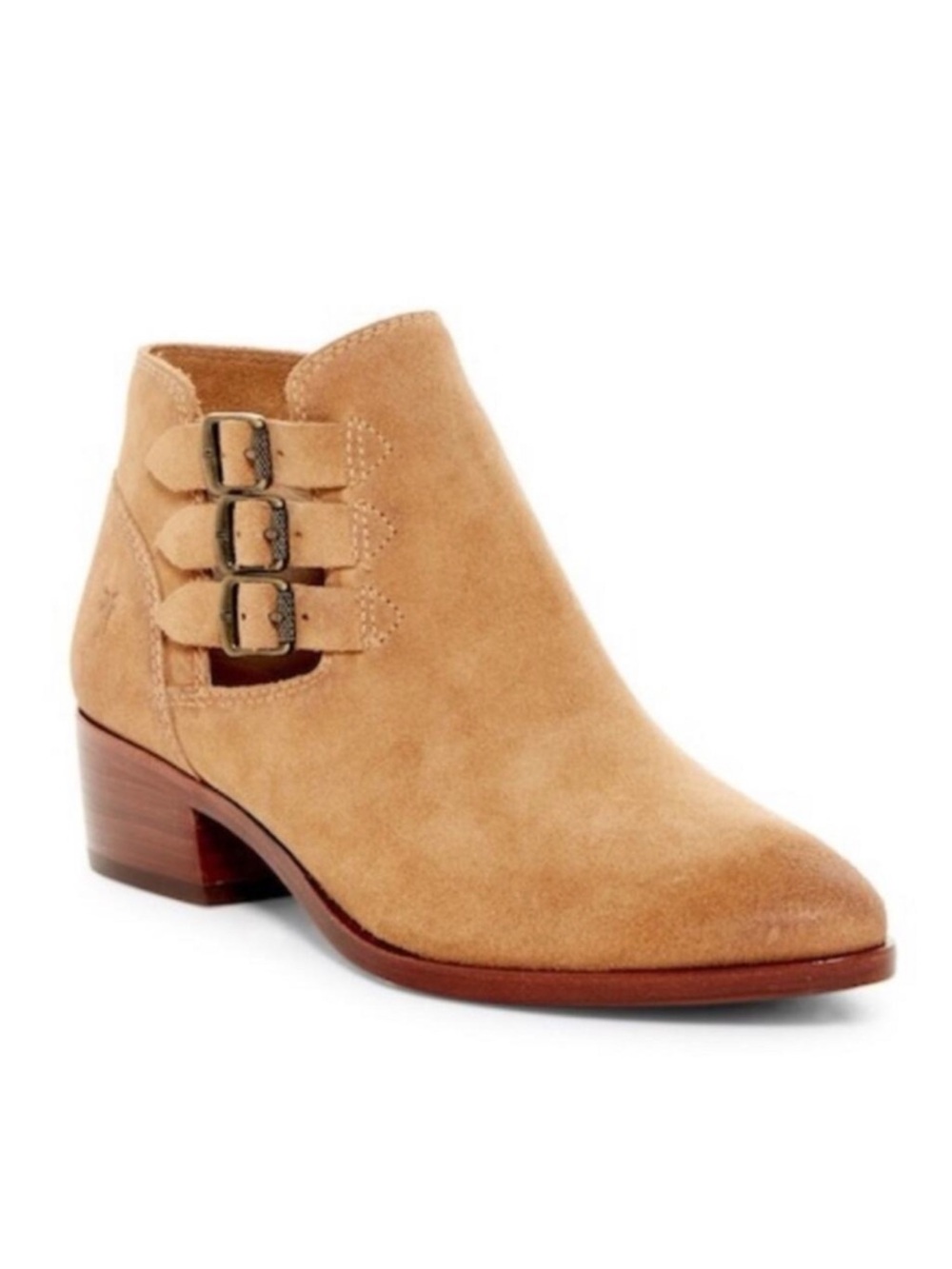FRYE Ray Belted Suede Bootie in Sand